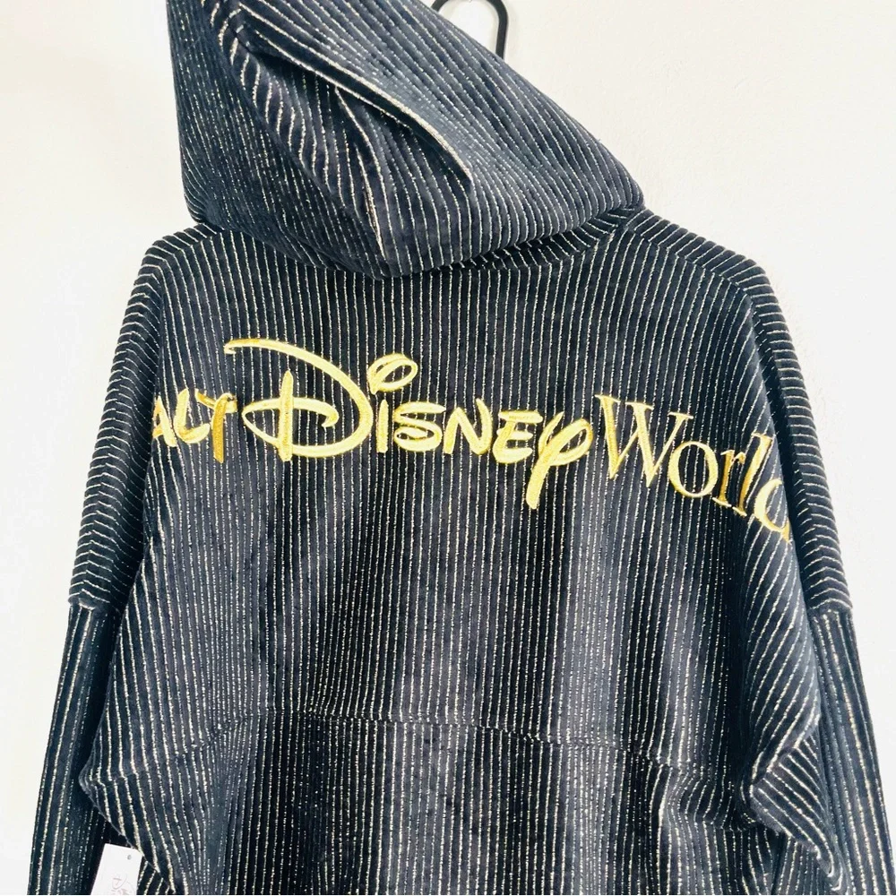 NWT Disney Parks Spirit Jersey Luxe Logo Black/Gold Hoodie Pants Set Adult Small